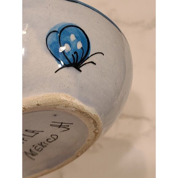 Tonala Pottery 5" Egg Shaped Trinket Box Hand Painted Blue Bird Folk Art Mexico - Picture 11 of 15